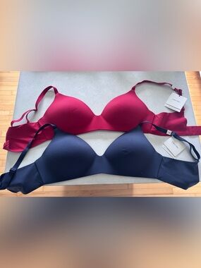 NWWT- Calvin Klein Smooth T-Shirt Bras - Wine Red & Navy